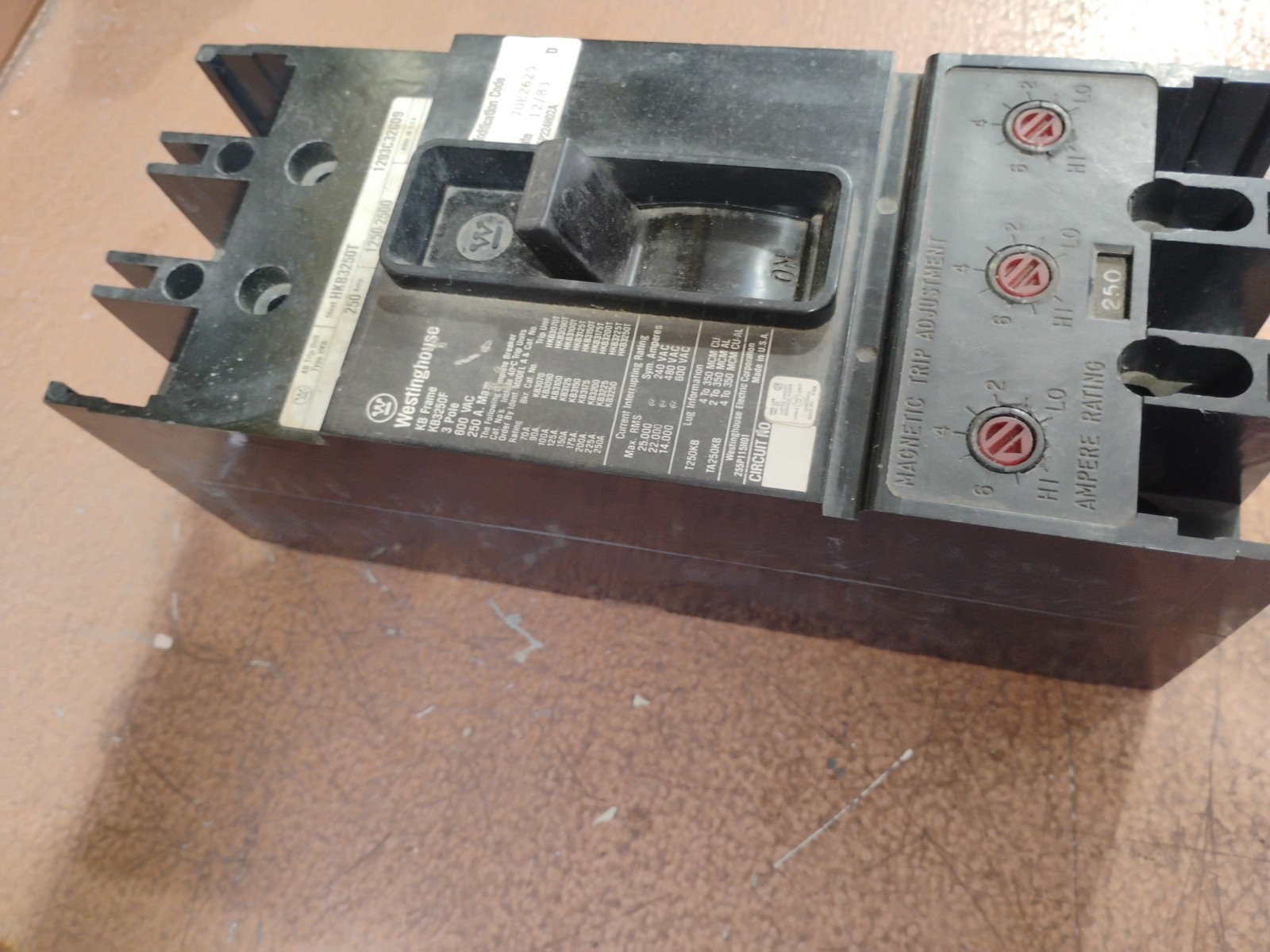 WESTINGHOUSE HKB3250T 1293C32G09 250A NSMP