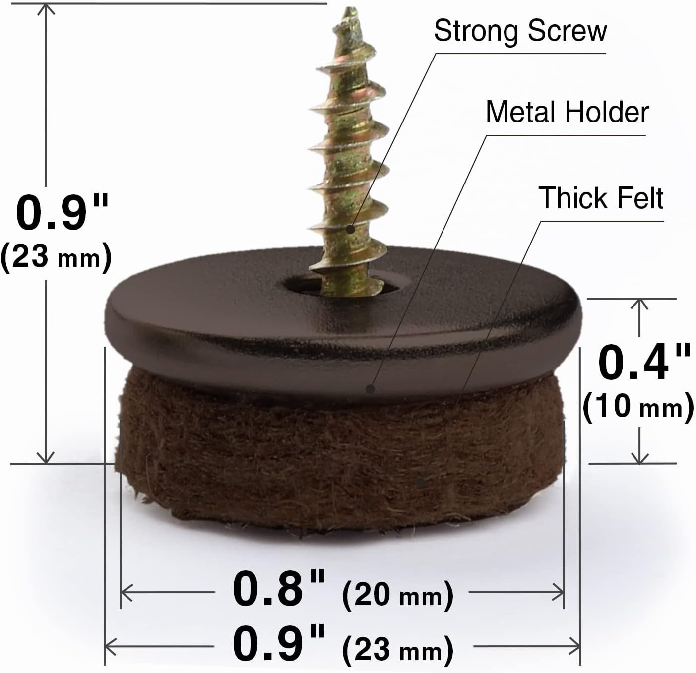 Screw-On Felt Furniture Pads X-Protector 24 PCS – 0.8” Chair Leg Floor Protector
