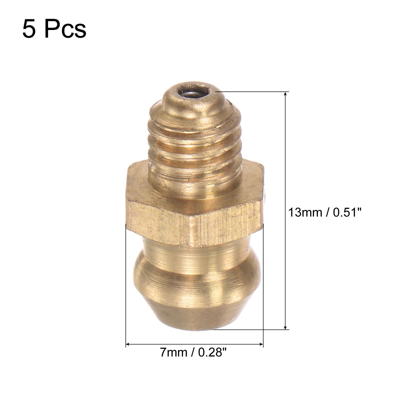 5pcs Brass Straight Hydraulic Grease Fitting Accessories M5 x 0.8mm Thread
