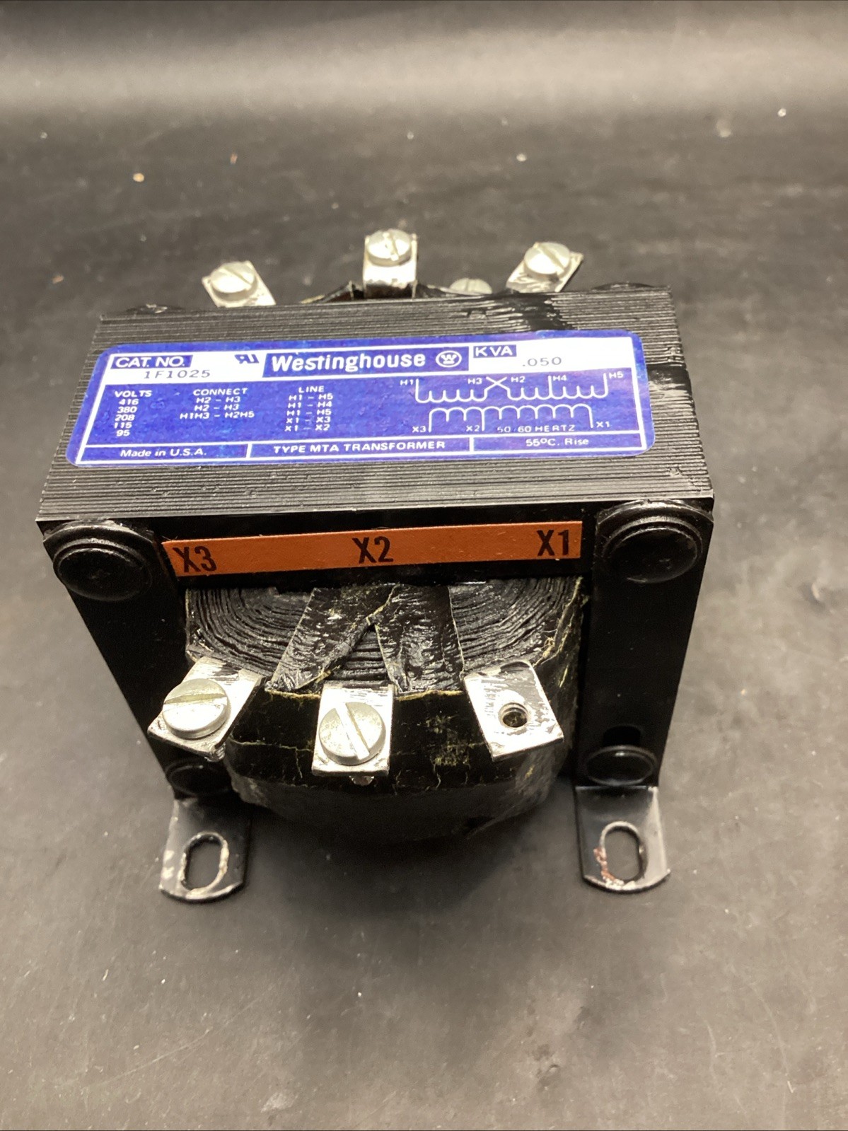 Westinghouse Transformer 1F 1025 .050 Iva Pri: 208/380/416V Sec: 95/115V 1Ph