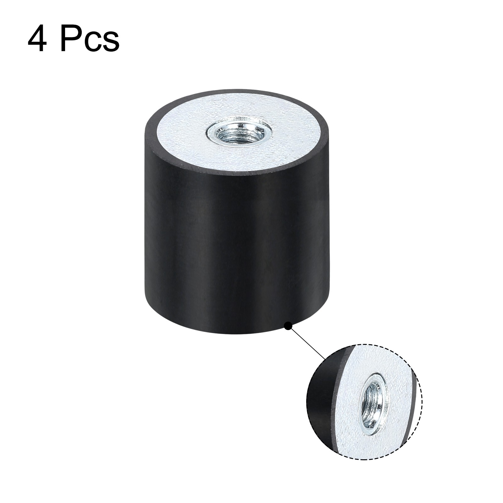 4Pcs 20 x 20mm M5 Thread Female Rubber Mounts, Silent Block Base Block