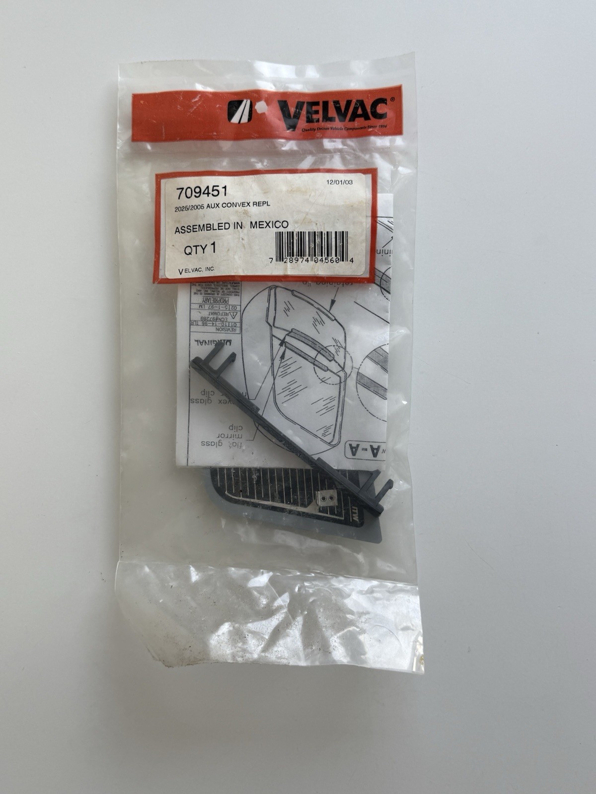 Velvac 709451 Top Hat Replacement Add-On Convex Glass only Sealed NOS