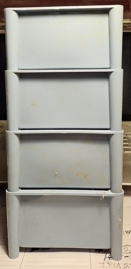 STACKABLE ORGANIZER GREY STORAGE BINS LOT OF 4