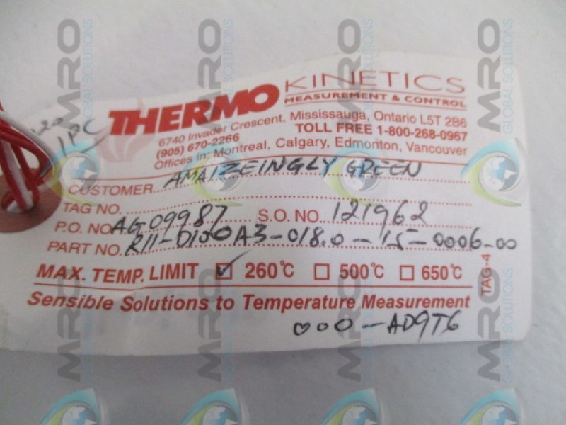 KINETICS R11-0100A3-018.0-15-0006-00 THERMOCOUPLE 260/CNSNP