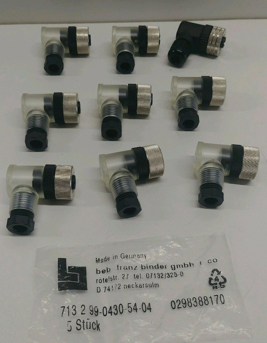 LOT OF 9 NEW OLD STOCK! BINDER MALE ANGLED LOCKING CONNECTORS 713299-0430-54-04
