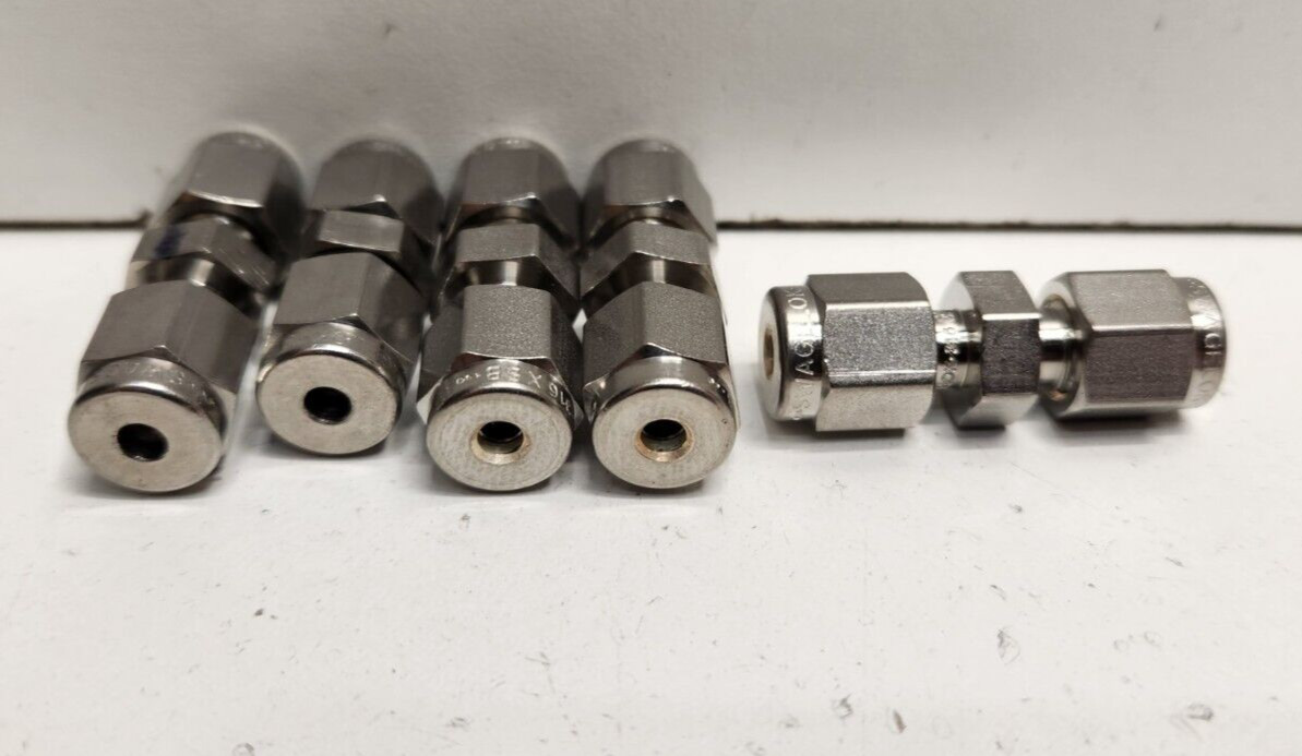 LOT OF 5 NEW OLD STOCK! SWAGELOK 1/8″ TUBE UNION FITTINGS SS-200-6