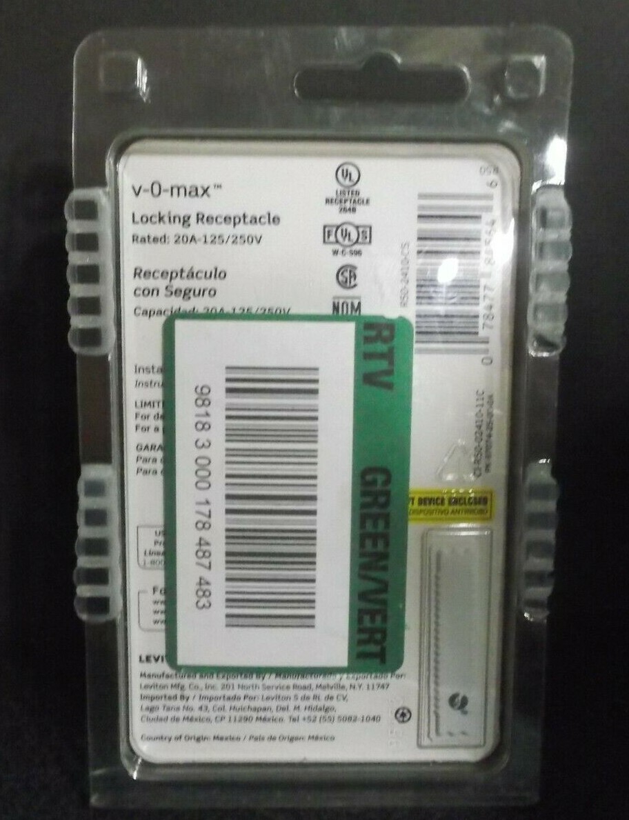 Leviton 2410 LOCKING RECEPTACLE 20A 125/250V NEMA L14-20R 3P 4W