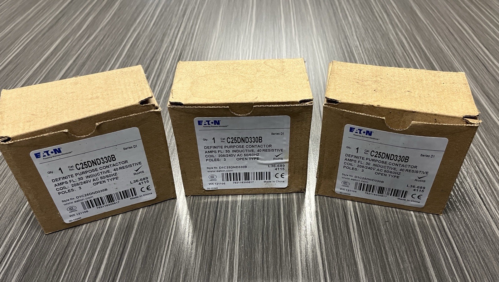EATON C25DND330B Definite Purpose Contactor, New, 208/240V Coil