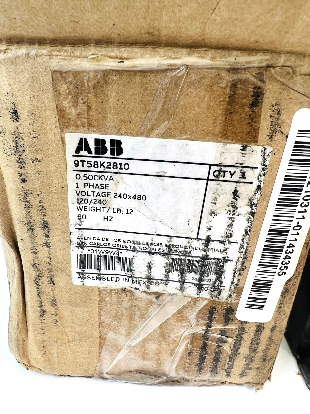 ABB 9T58K2810 Low Voltage Dry Type Transformer 1 Phase