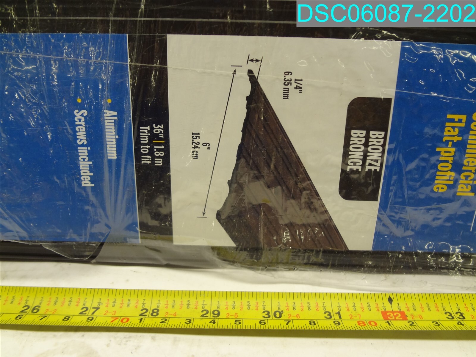 M-D TH043 Series 69816 Saddle Threshold, 36 in L, 6 in W, Aluminum, Bronze