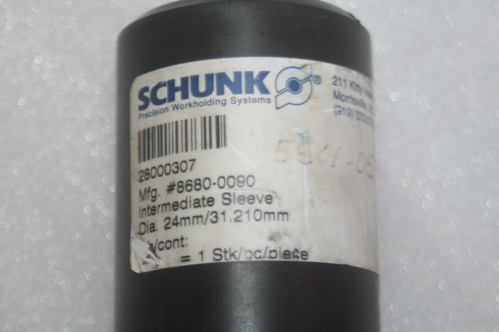 SCHUNK 28000307 Intermediate Sleeve w/Step 24mm ID, 31.210mm OD, * NEW *