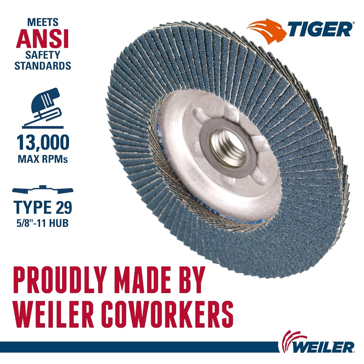 Weiler 50520 Flap Disc Type 29 4-1/2″ Zirconia Alumina 80 Grit Threaded Hole
