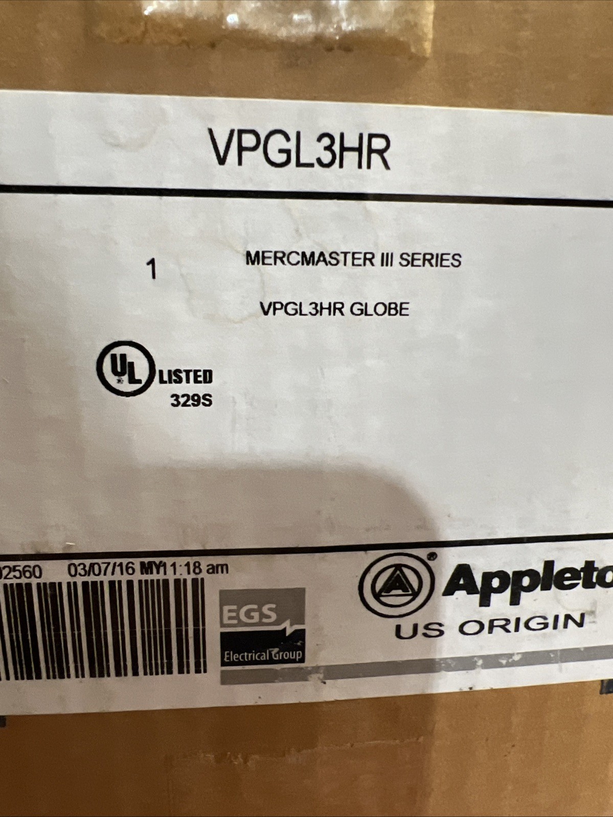 Appleton VPGL3HR Prismatic Glass Globe
