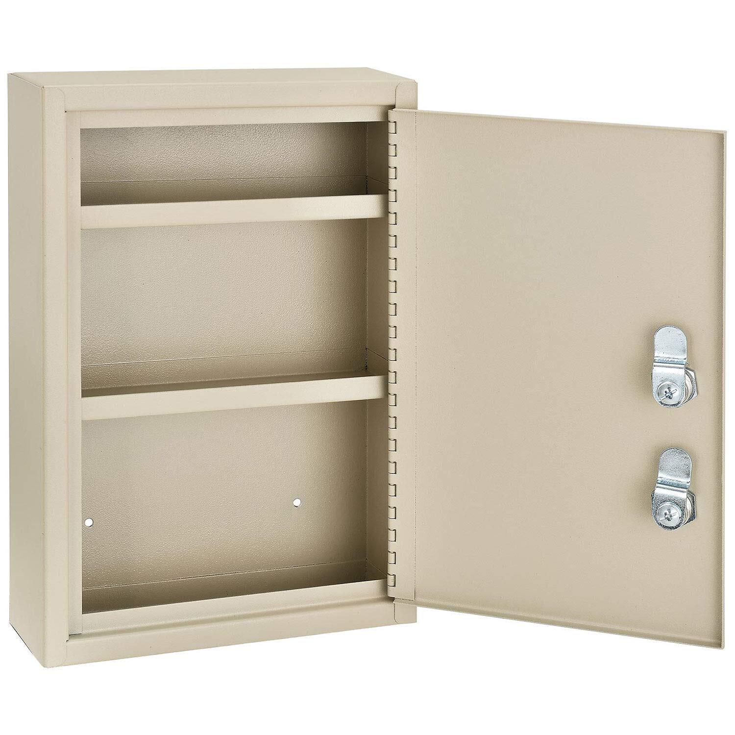 Global Industrial Medical Security Cabinet 8″W x 2-5/8″D x 12-1/8″H Dual Key