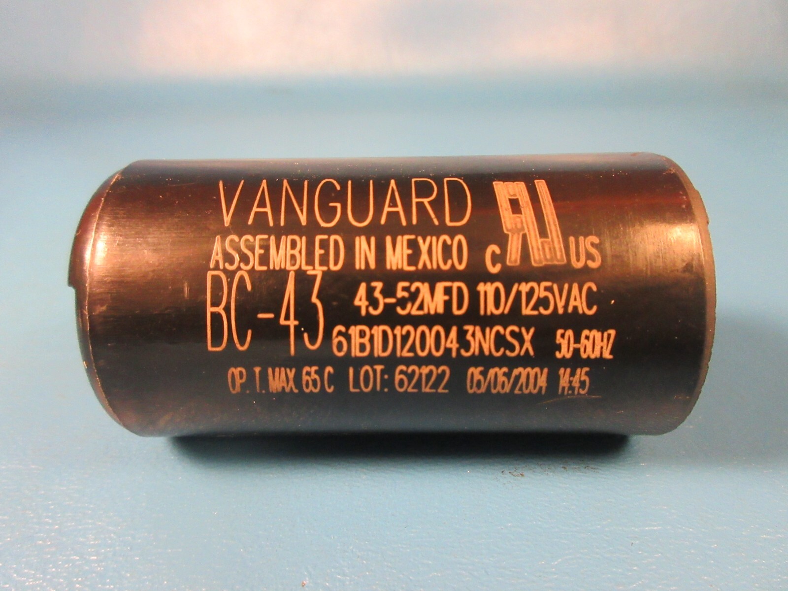 Vanguard HVAC BC-43, 43-52 MFD Motor Start Capacitor 110/125 VAC (Packard, MARS)