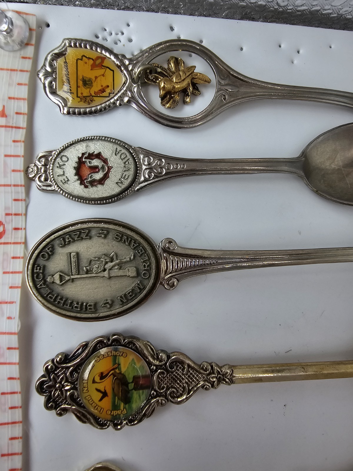 Lot of 18 Souvenir Mini Spoons-States, Places, Countries-Silver Plated, Brass
