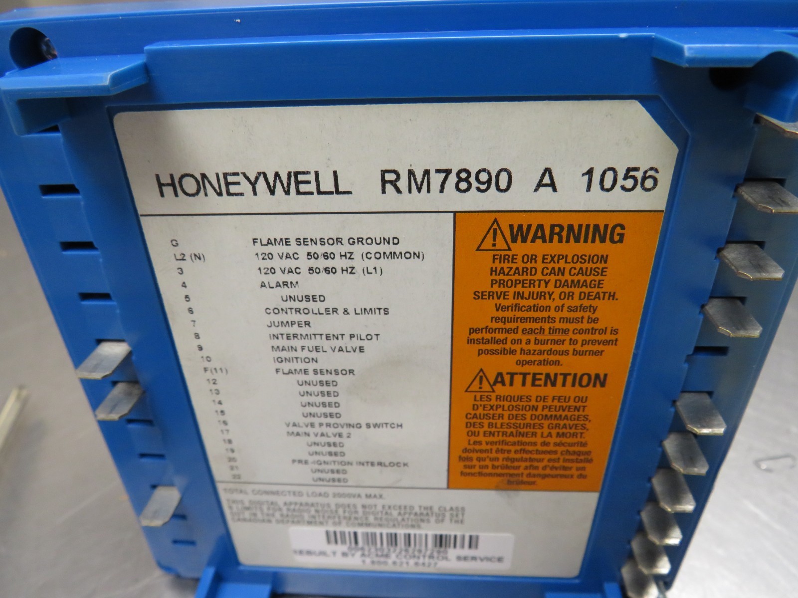 Honeywell RM7890A1056 Controller W/ Ultraviolet Flame Amplifier
