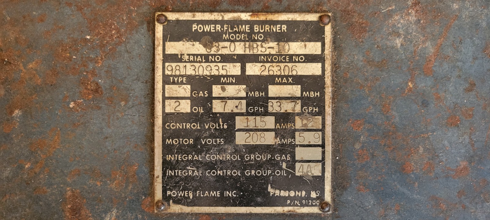 Power Flame C3-0 HBS-10 Oil Burner