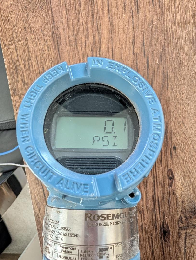 ROSEMOUNT PRESSURE TRANSMITTER , Model 3051CG5A02A1AS5E5M5 2000 psi (C1)