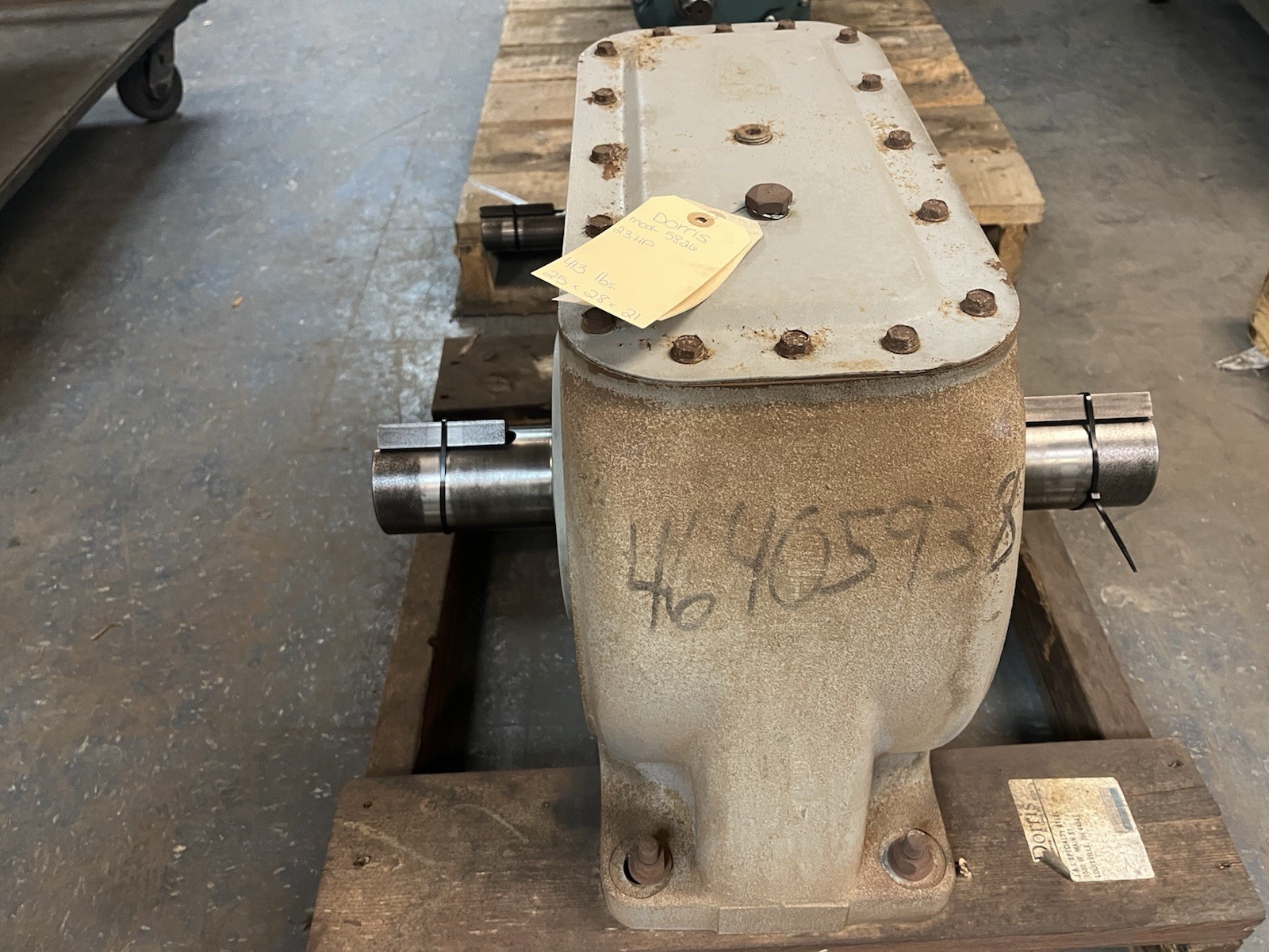 DORRIS,5826,GEAR REDUCER 23HP 1750RPM RATIO 25.976 SHAFTS 2-3/4 & 1-3/8″
