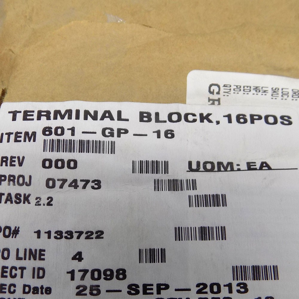 (7) NEW KULKA 601-GP-19 Terminal Block 16 Position 2 Row 12 – 22 AWG 300V AC/DC