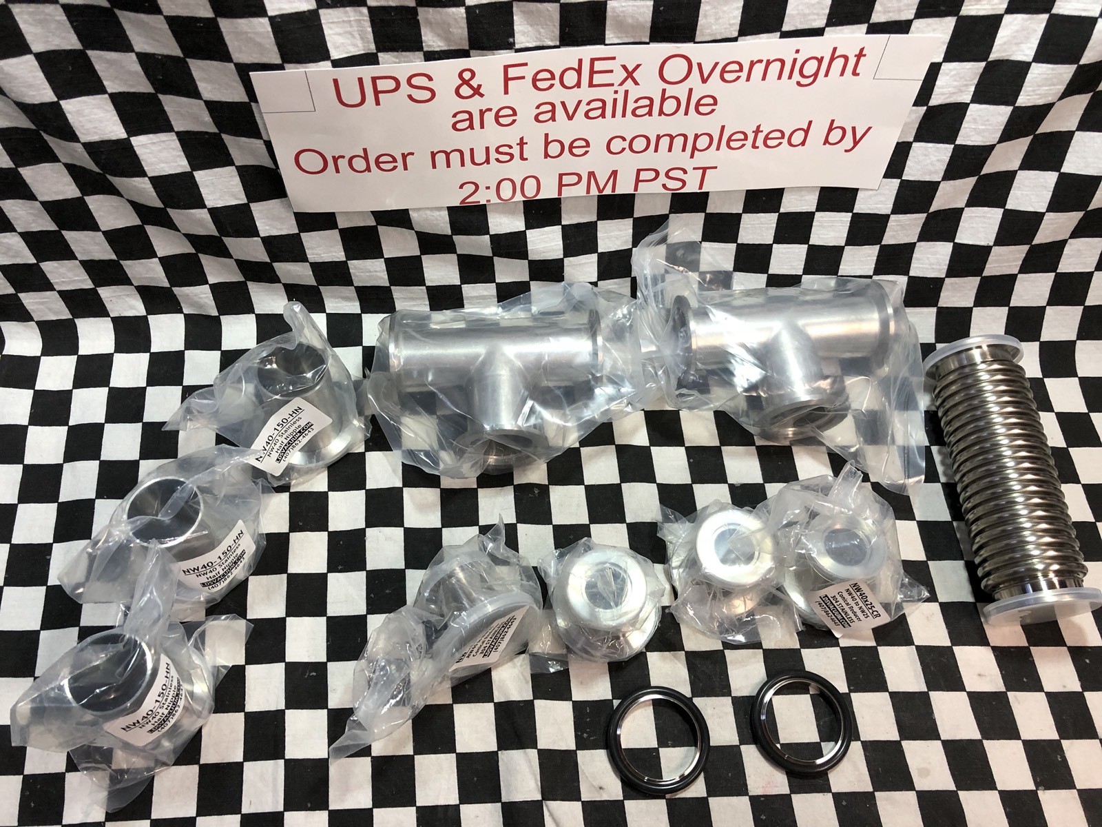 12X VACUUM FITTING CONICAL REDUCER FLEXIBLE TEE CENTERING RING NW40, NW40xNW25,