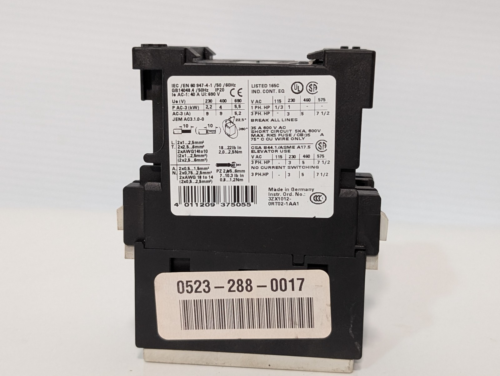 Siemens Sirius 3RT1023-1B and 3RT1026-1B industrial contactors with 24VDC coils