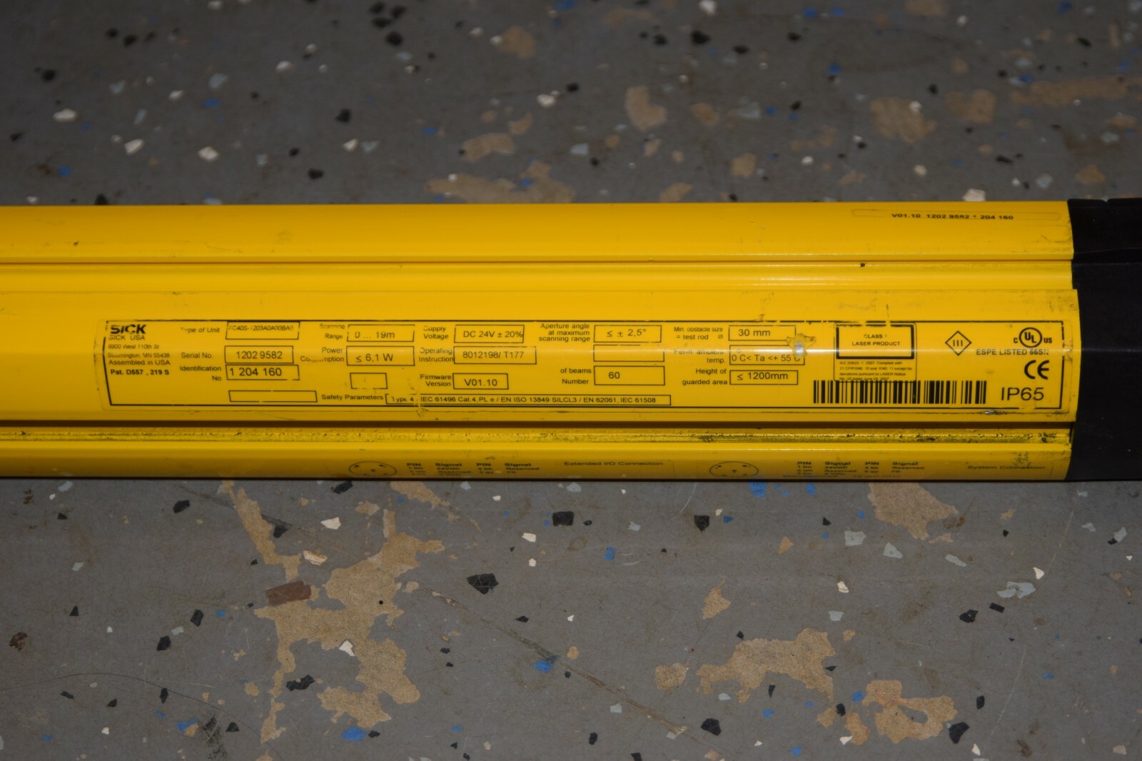 SICK XC40S-1203A0A00BA0 C4000 Series 1200mm 24Vdc Light Curtain Sender