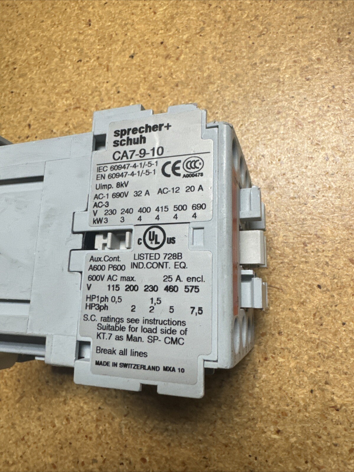 Sprecher + Schuh Contactor CA7-9-10-220W