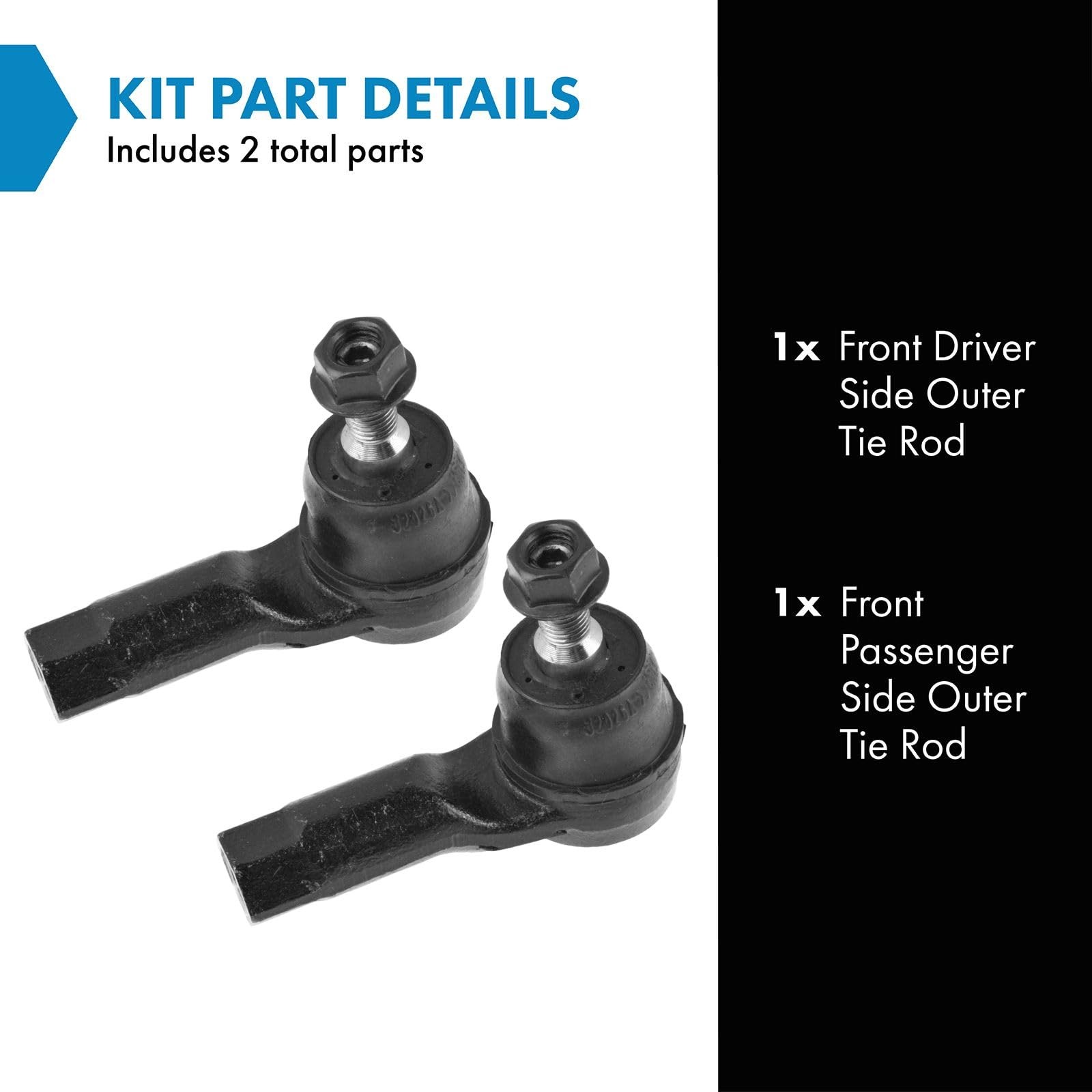 Trq Front Driver Passenger Outer Tie Rod Set For Mitsubishi Outlander Lancer
