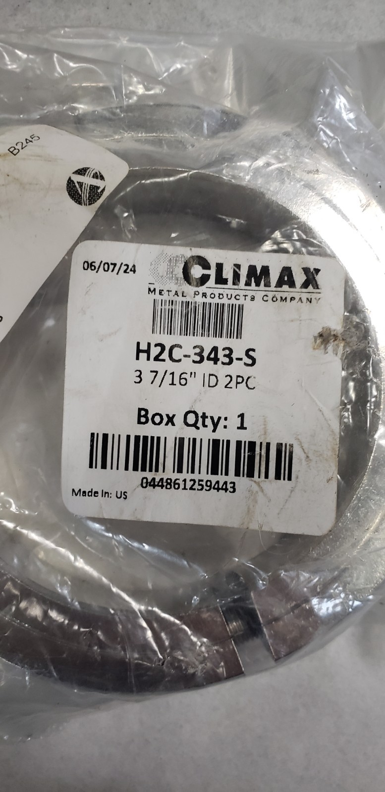 CLIMAC METAL PRODUCTS H2C-343-S 3-7/16″ 2PC CLAMPING COLLAR NNB