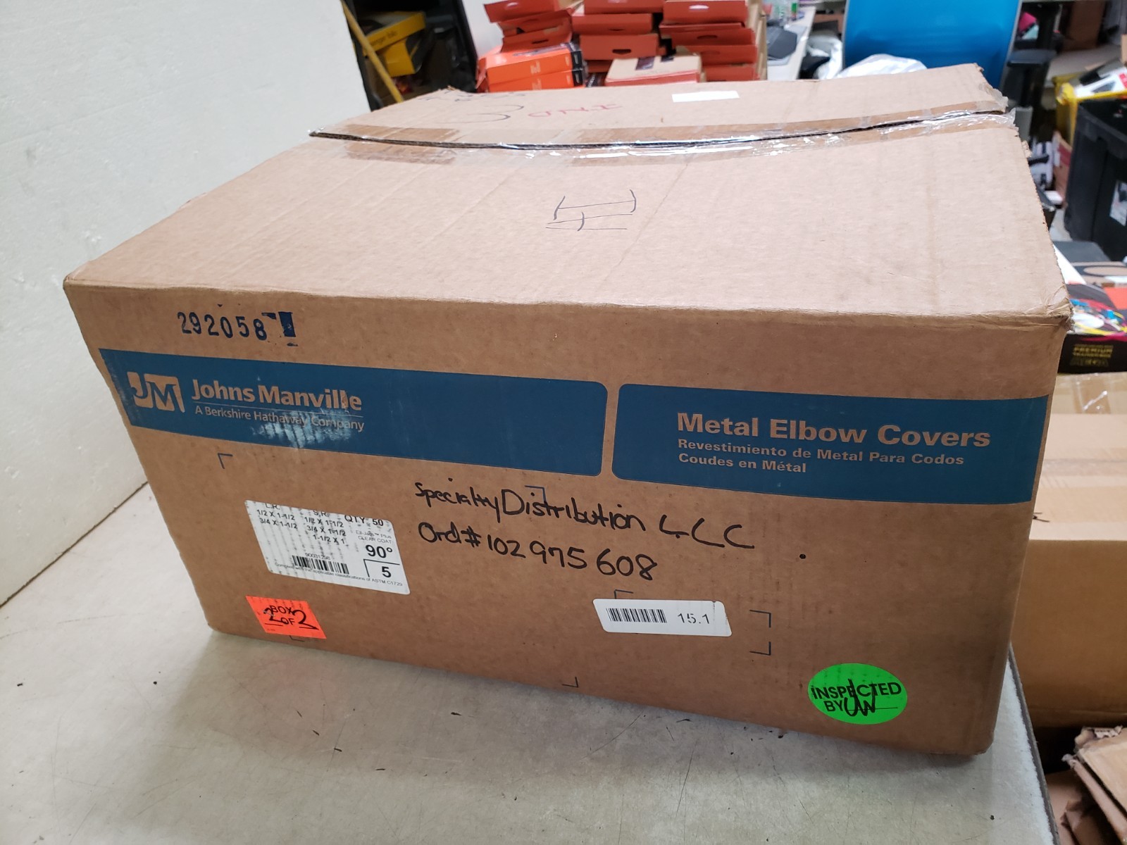 Box of 50 – Johns Manville Aluminum Elbow Covers 1/2 x 1-1/2 And 3/4 x 1-1/2