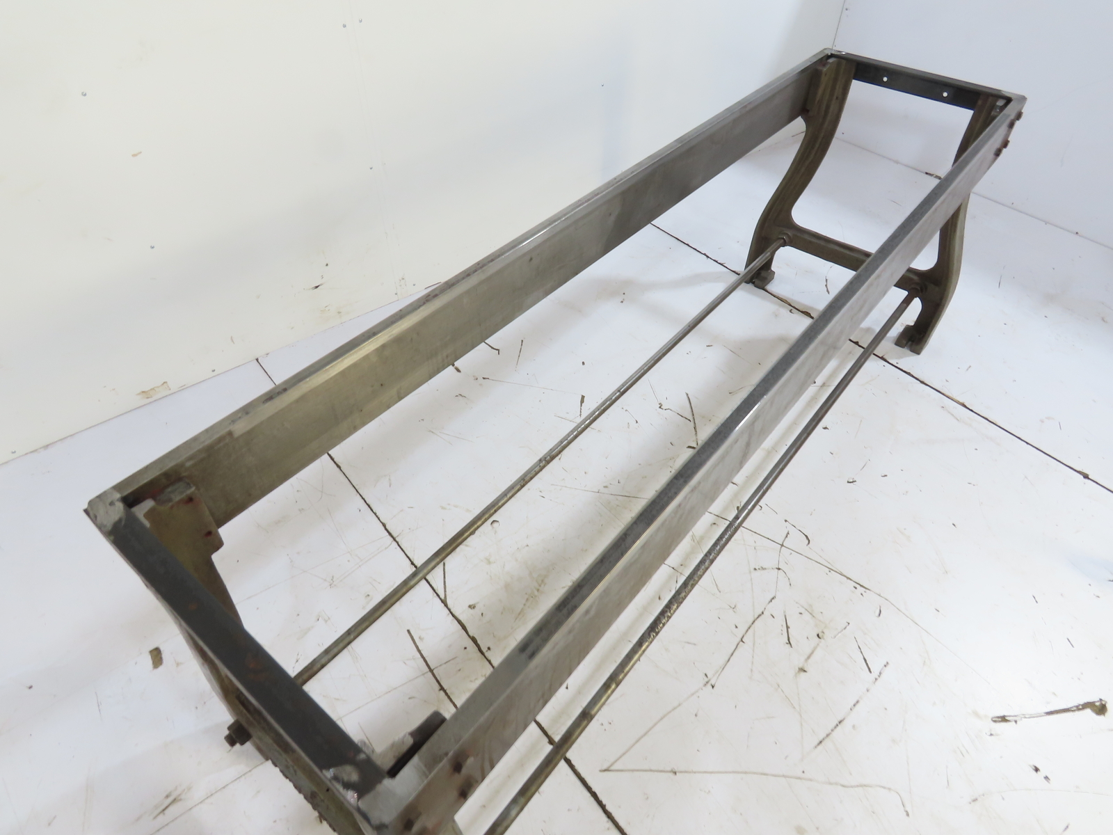 American S.B. Mach Co. Industrial Machine Table Cast Iron Stand Legs Base 7FT L