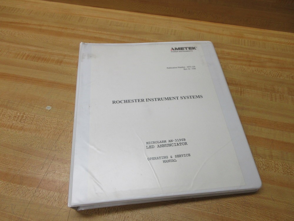 Ametek 1075-120 Rochester Instrument Systems Manual