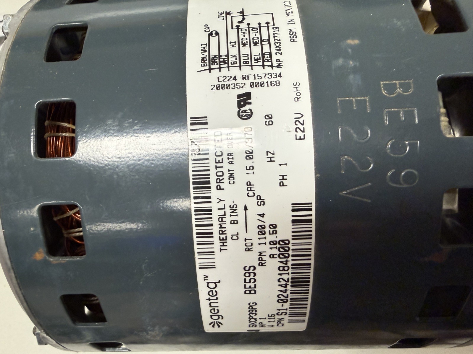 Genteq 5KCP39PG BE59S Blower Motor Used Excellent Working Condition