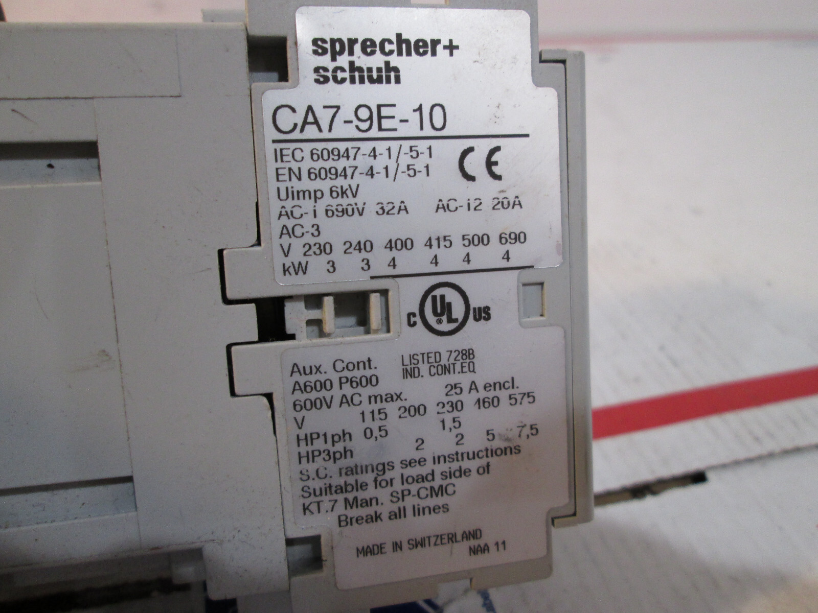 Sprecher + Schuh CA7-9E-10-24E Contactor 3P 24V DC E Coil CA7-9E-10