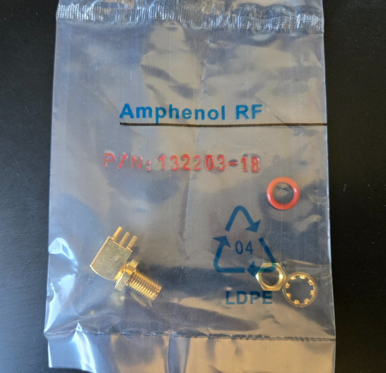 Amphenol RF 132203-18 RF Connector SMA Right Angle PCB Jack Through Hole ~NEW~