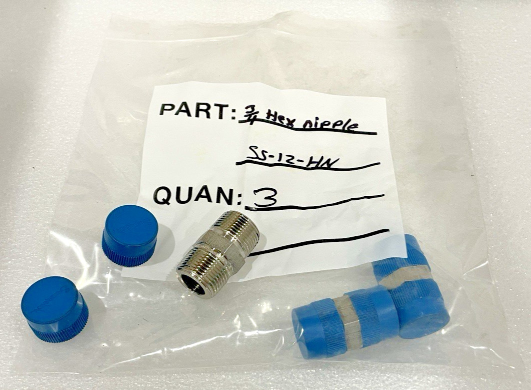 Swagelok LOT, 12pc, SS-12-HN, SS-8-MT, SS-8-CP, SS-6C-1 Nipple, Tee, Cap, Valve