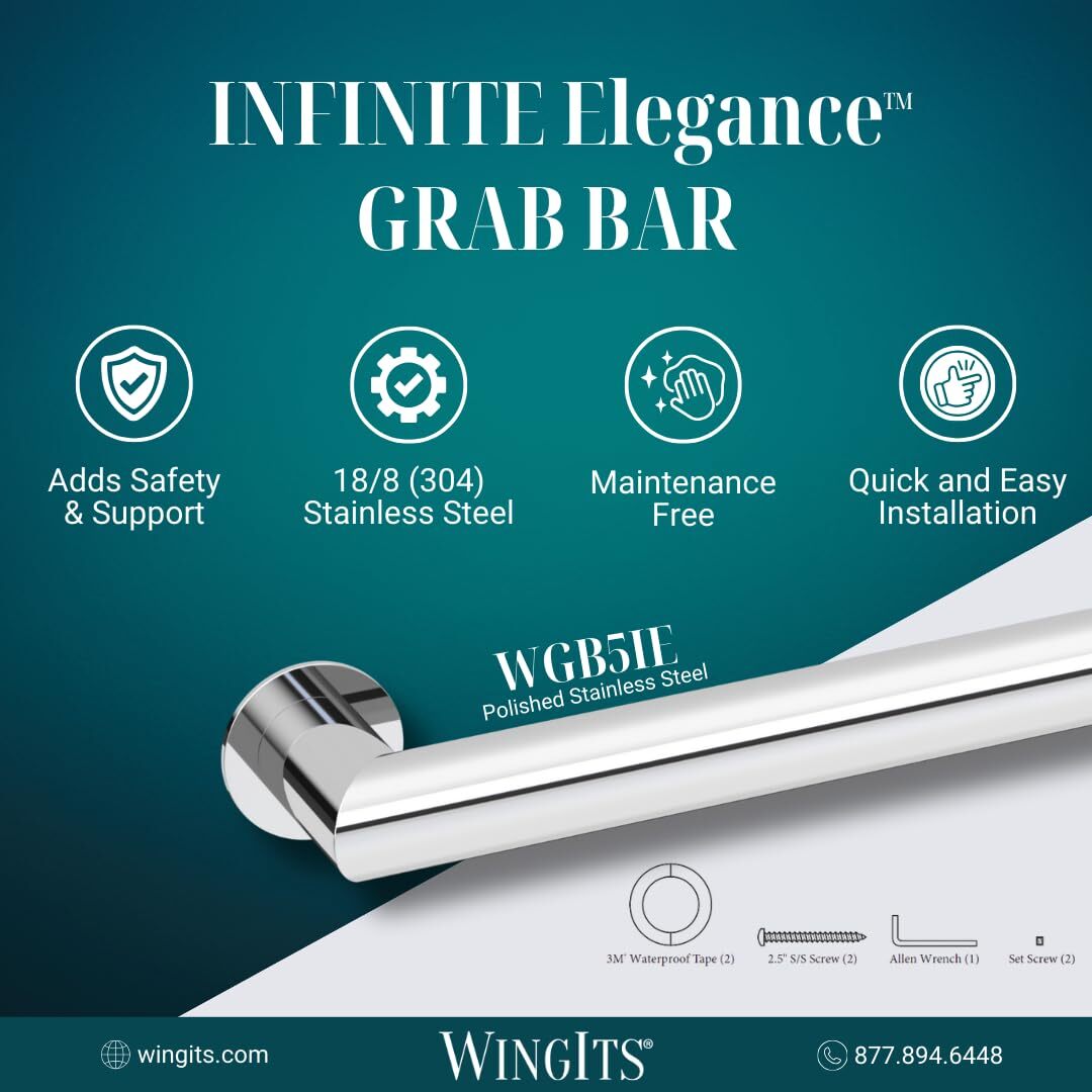 WingIts Infinite Elegance Grab Bar 1.25 in OD X 24 in WGB5IEPS24