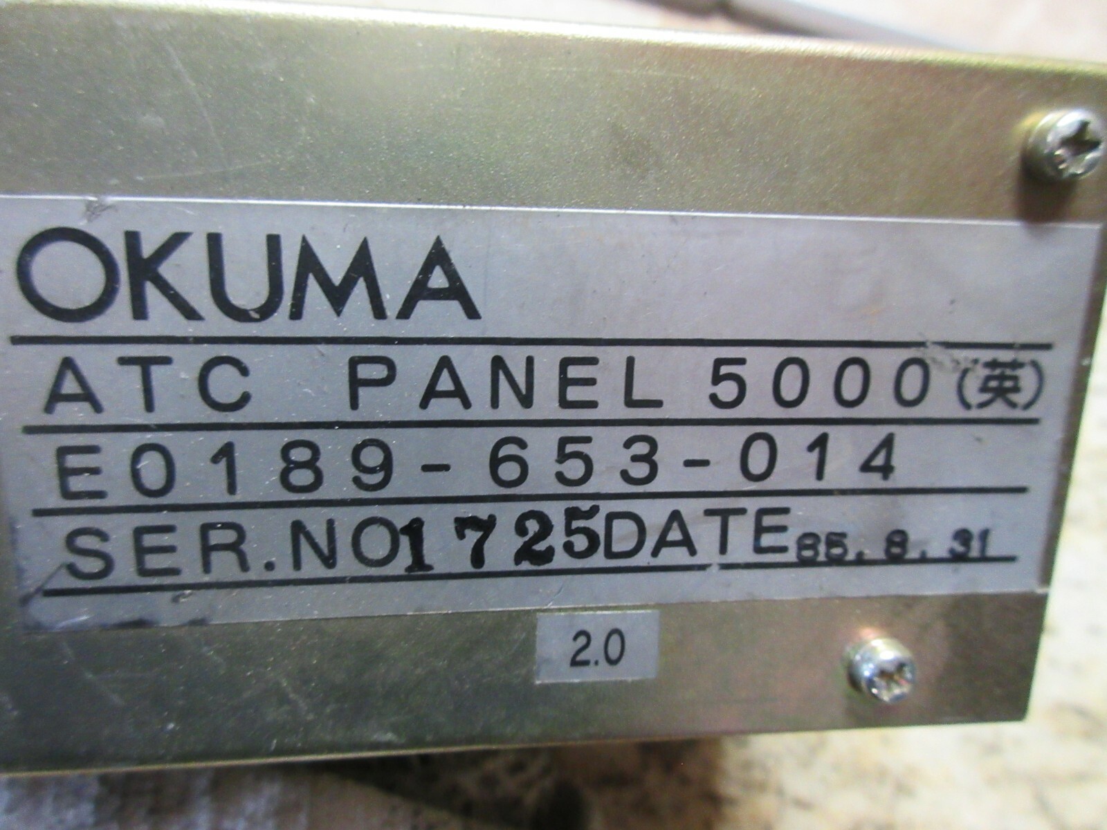 OKUMA ATC PANEL 5000 E0189-653-014 CNC Operator Display Control Panel Keypad