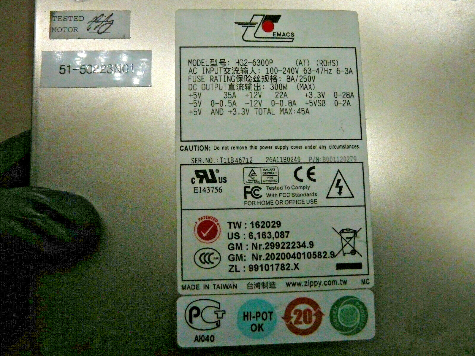 EMACS POWER SUPPLY HG2-6300P 100-240V 6-3A