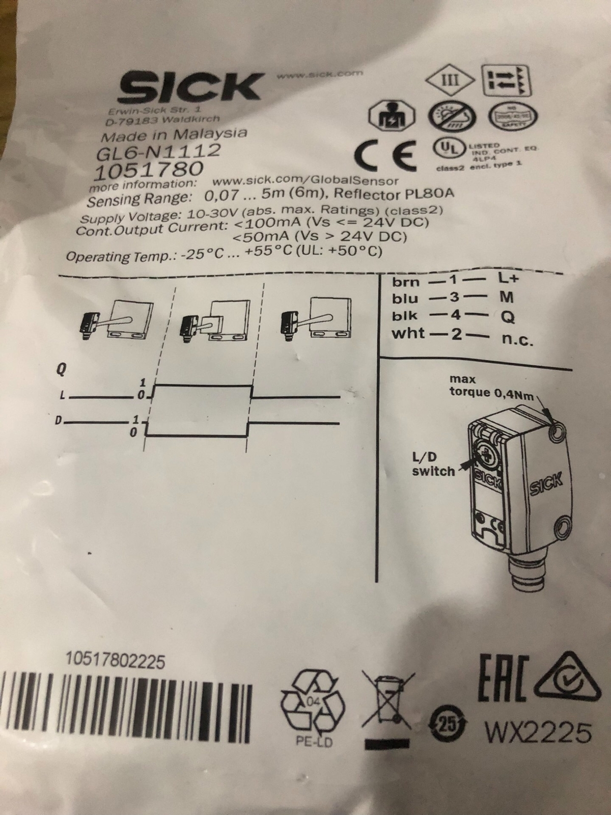 one new SICK GL6-N1112 Accept counteroffer