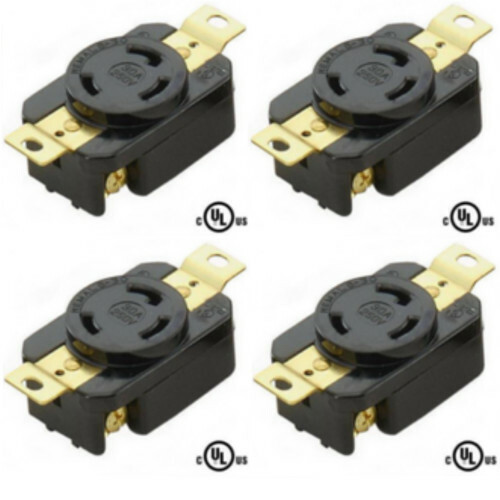 NEMA L6-30 Locking Receptacle, 30A 250V AC, 2 Pole 3 Wire cUL Listed (Pack of 4)