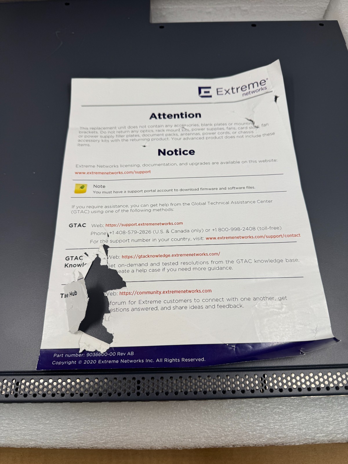 Extreme Networks ERS4950GTS-PWR+ Routing Switch REV:07 USB No PSU VAT DHL