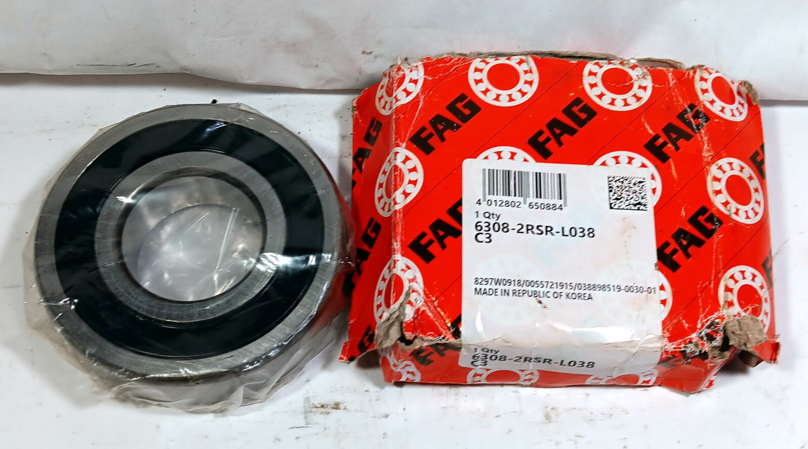 1 NEW FAG 6308-2RSR-LO38 C3 RADIAL DEEP GROOVE BALL BEARING NIB ***MAKE OFFER***