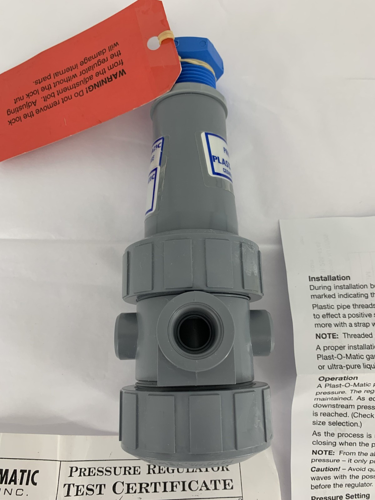 Plast-O-Matic Valves, Inc. PRHM050V-CP Thermoplastic Pressure Regulator 5-125PSI
