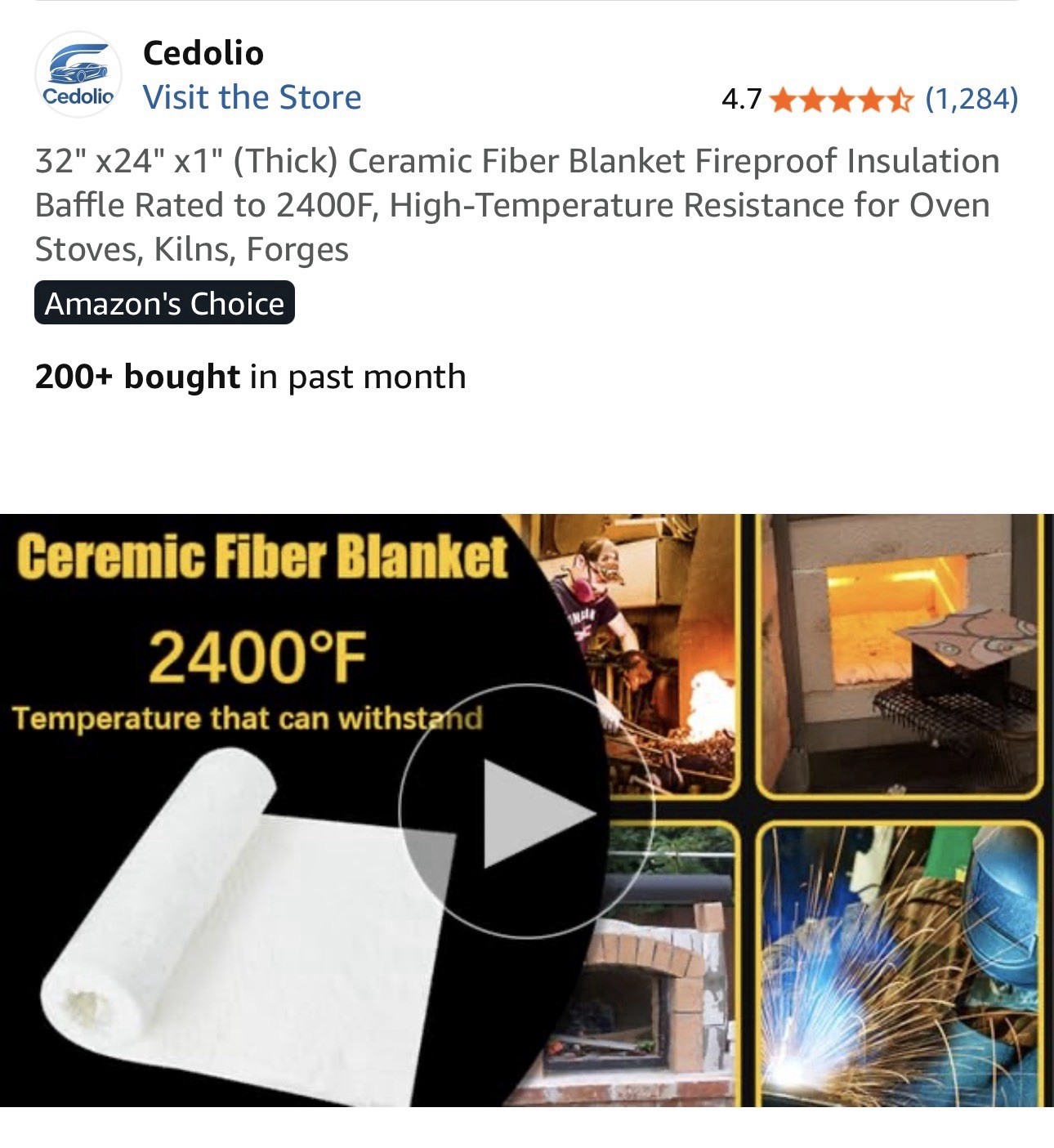 Ceramic Fiber Blanket 2400F 8# High Temp Thermal Insulation 1″x24″x32″