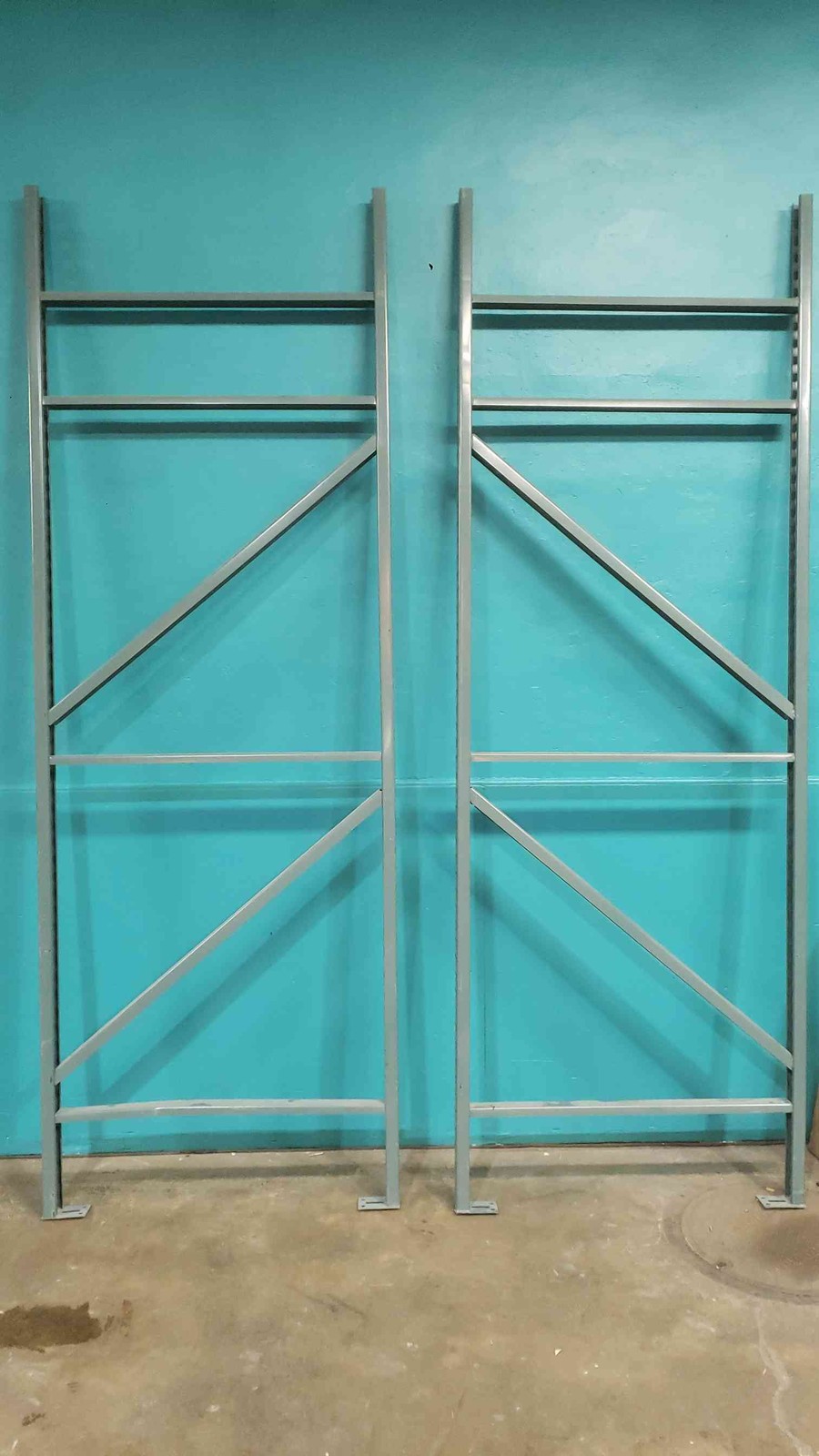 10′ Slotted Pallet Rack Upright Frames – 42″ Depth – Penco/Republic Style Grey