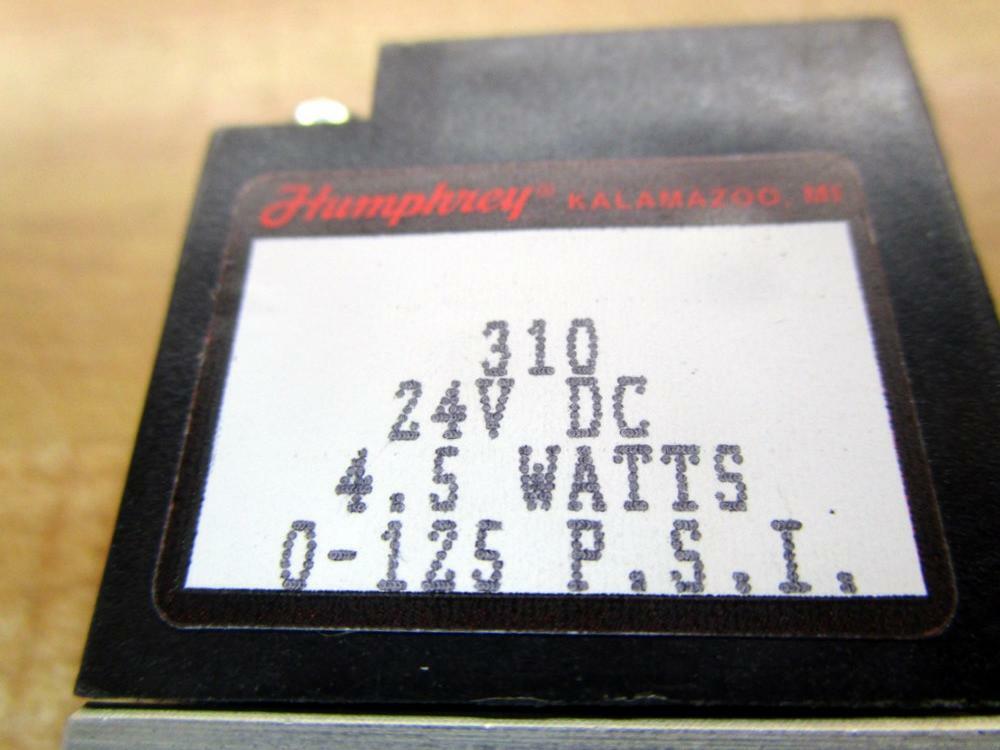 Humphrey 310 Valve 24VDC/4.5Watts/0-125P.S.I.