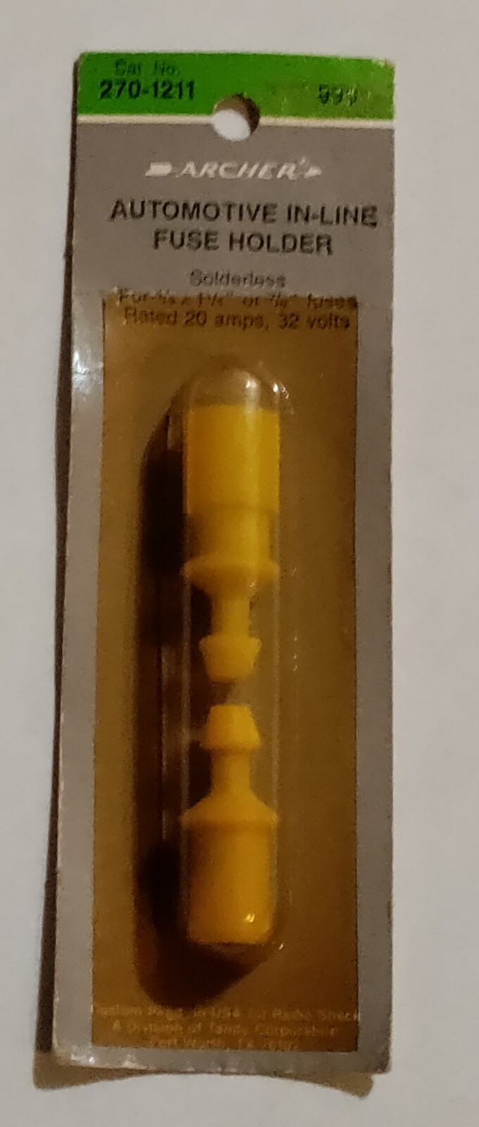Archer Radio Shack 270-1211 Automotive In-Line Fuse Holder Solderless NOS 2 Pack